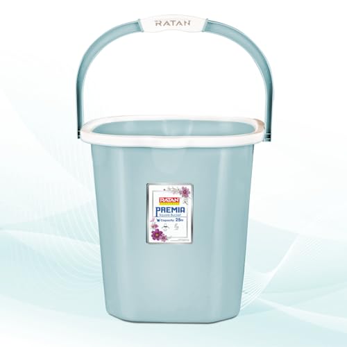 Image of RATAN PLASTICWARE Premia Bathroom Set (Bucket 18L X 1) + (Mug 1.5L X 1) + (Small Stool X 1) - Mint|Light Weight and Easy to Carry|Perfect for Use in Bathrooms, Kitchen & Wet Utility Areas