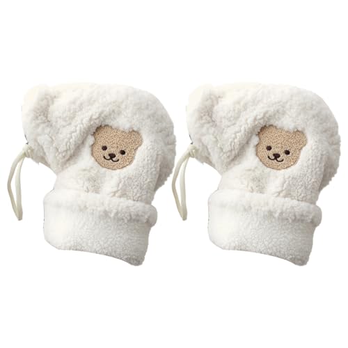 Oadnijuie Schöne Baby-Fahrrad-Handmuff aus Plüsch für Kinder, Roller-Handschuhe mit schönem Bärenmuster, winddichte Handschuhe für kleine Jungen und Mädchen, S