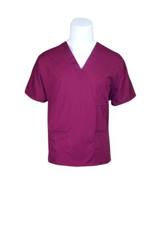 Three Pocket Unisex Scrub Tech Top (X-Large, Wine)