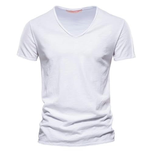 T-shirt col en V homme F037 blanc anti-transpiration manches courtes été L - 2