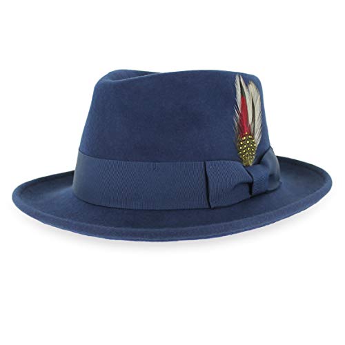 Image of Belfry Gangster Men's Fedora - Crushable 100% Wool Felt Hat, Stain Resistant & Travel Friendly Dress Fedora