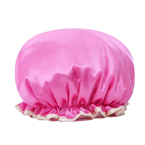 Bonnet de nuit pour femme - Double bonnet de douche étanche - Résistant à l'huile - Épais - Pour la maison - Rouge pastèque
