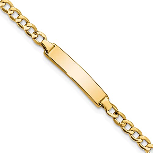 14K Solid Yellow Gold Cuban Link Name Bar Identification ID Bracelet3