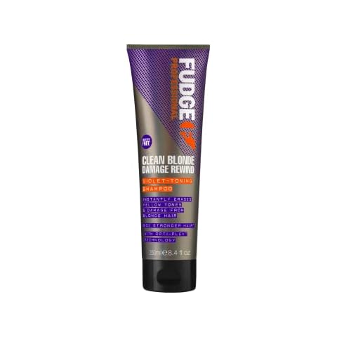 Fudge Professional Clean Blonde Damage Rewind Shampoo, Purple Toning Shampoo, Sulfate Free Shampoo For Blonde Hair, Strengthening Shampoo with OptiPLEX technology, 250ml Cover