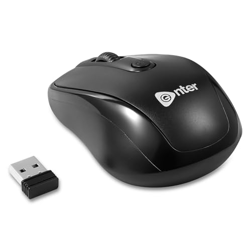 Image of Enter Clickmate Wireless Mouse, 2.4 Ghz with USB Nano Receiver, 1600 Adjustable DPI Optical Tracking, Compatible with PC & Laptop (Black)