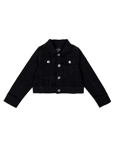 Image of Girls Full Sleeve Solid Crop Denim Jacket