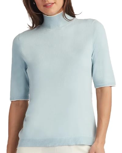 Image of Company Ellen Tracy Women's Women's Mock Neck Sweater, Carlee Elbow Sleeve Turtleneck Pullover Shirt Top