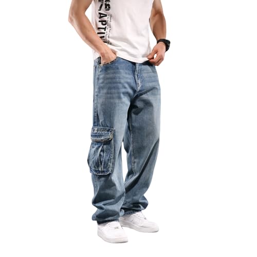 LUOBANIU Men's Baggy Jeans Hip Hop Loose fit 90s Vintage Cargo Denim Fashion Dance Skater Skateboard Pants4