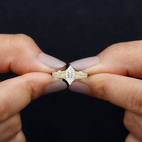 Certified Moissanite Marquise Engagement Ring, D-VS1 Quality, 1 CT Engagement Ring For Women - With Jewelry Box3