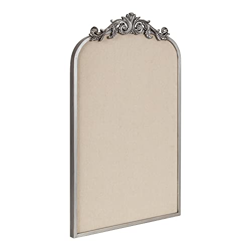 Image of Kate and Laurel Arendahl Arch Pinboard; Silver; 19 x 31; Framed Arched Ornate Vintage Pinboard for Unique Display; Organization; and Decor Options
