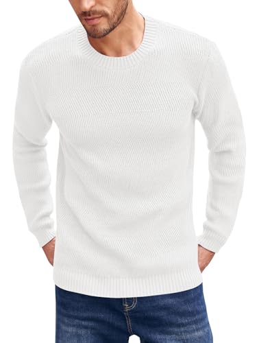 Beotyshow Men's Long Sleeve Crew Neck Casual Textured Sweaters Heavyweight Pullover Jumper2