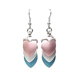 Transgender pride earrings, chainmail scales; pink, white, light blue