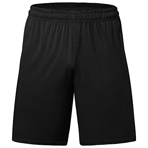 Idtswch Big Men's Athletic Basketball Shorts Lightweight Dry-Fit Training Workout Shorts Zipper Pockets(XL-6X) - black - 6X Cover