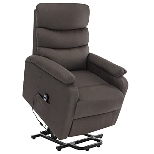 KOIECETA Massagesessel mit Aufstehhilfe Heizung TV Sessel Fernsehsessel Relaxsessel Ruhesessel Polstersessel Liegesessel Lounge Stoff (Taupe) Cover