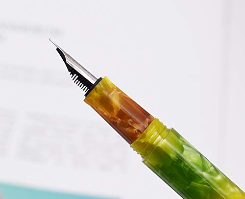 Lanxivi Wanwu Fountain Pen Fude Bent Nib And Glass Dip Pen Rainbow Illusion Celluloid Autumn Leaf Pocket Pen Calligraphy Set #TOP5