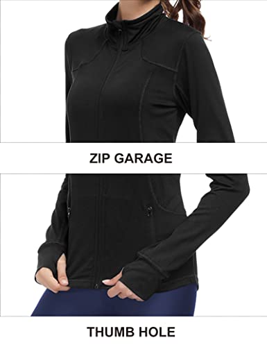 Dolcevida Women Zip Up Jacket Athletic Lightweight Full Zip Running Track Workout Jacket(Black,Medium) #TOP4