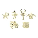 6-teiliges Serviettenring-Set, Meeresmotiv-Tischdekoration mit Meerestieren, goldene Zinklegierung, Serviettenhalter zum Essen, wiederverwendbare Metall-Serviettenschnallen für Bankett (Gold)