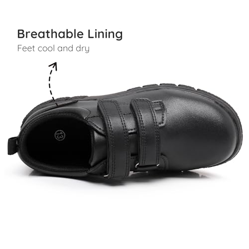 Blikcom Boys Kids School Uniform Shoes Adjustable Laces Formal Oxford Dress Shoes Loafers3