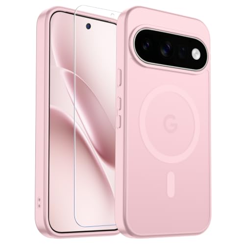 Image of SUPFINE Magnetic for Google Pixel 11 Pro Case - Pink | With Screen Protector,Translucent Matte,Built-in Magnets,Military Grade Drop Protection,Shockproof Phone Cover