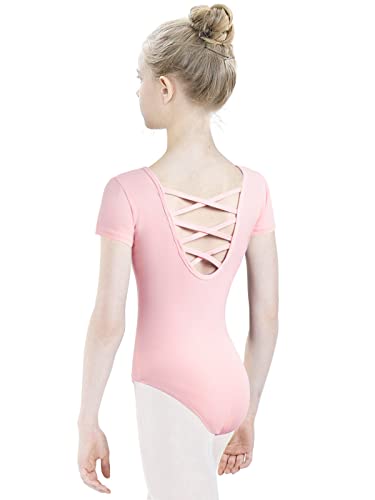 tanzdunsje Camisola de ballet camisola de dança para meninas mulheres leotardos de ginástica de algodão de manga curta tamanho 160