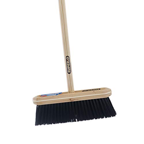 Superio Kitchen Broom Premium Black Tampico Bristles, Wood USA Handle, Heavy Duty Household