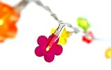 HAB & GUT -L007- LED-Lichterkette Bunte Blümchen 40 LED-Birnchen, 5 Meter Kabel, Indoor Dekolicht, 220 V Flowers Blumen