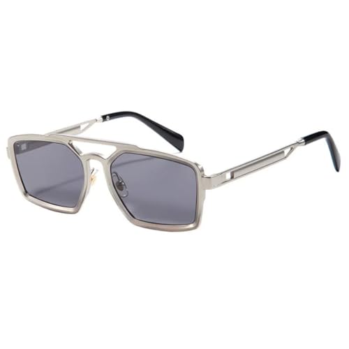 Lunettes de soleil rétro en métal argent noir pour femme et verres dégradés UV400