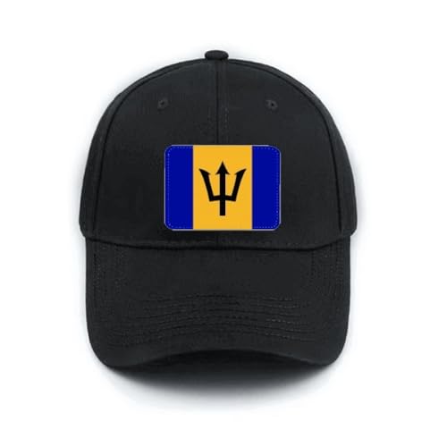 Casquette de baseball Barbade noire aux finitions soignées et broderie drapeau haut de gamme