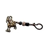 SLLS 彫像ギフト ディスプレイ装飾 彫刻 彫像装飾 キーチェーン ペンダント ピュアラッキーヒープ キーチェーンチャーム 手織りロープ 真鍮製 羊の装飾品 カーデコレーション スモールアクセサリー [並行輸入品]