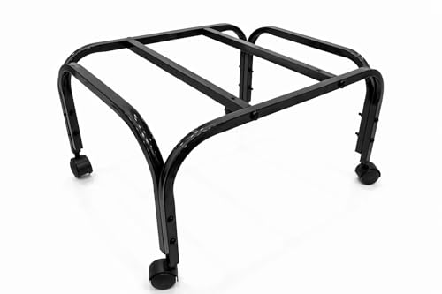 Image of Heavy-Duty Metal Cooler Stand with Wheels | Rust-Resistant White Finish | Non-Locking 4 Wheels | 100kg Load Capacity | Movable Base Trolley for Home & Outdoor Use (Black)