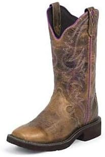 Justin Ladies Gypsy Sq Toe 12in Tan Waxy Boot