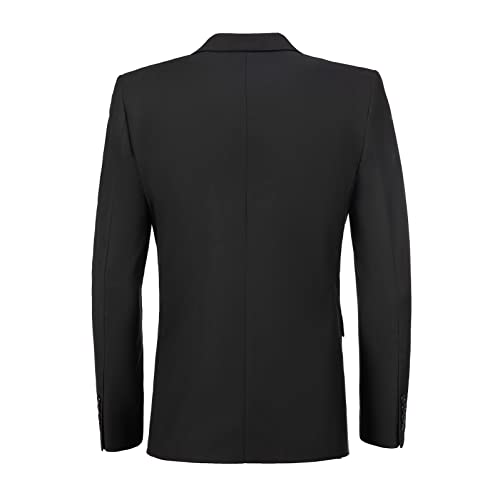 بدلة عمل للرجال بقصة ضيقة، بدلة توكسيدو لحفلات الزفاف من جاكيت وسروال من اليونم، قطعتين أسود S