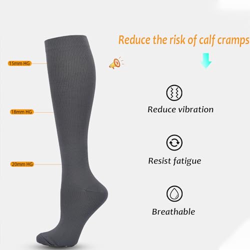Image of ZMD 3 Pairs Compression Socks for Women & Men Travel Knee High Comfort Support Socks Travel Compression Socks for Athletic Running Cycling