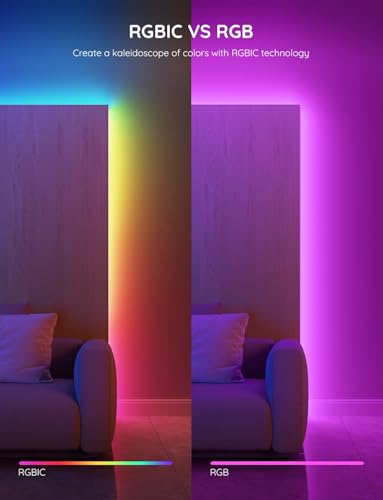 Govee RGBIC LED Strip Light 10M, Smart Lights for Bedroom, Bluetooth LED Strip APP Control, DIY Multiple Colors on One Line, Music Sync [Energy Class G]