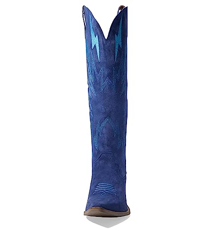 Image of Dingo Womens Thunder Road Embroidered Snip Toe Casual Boots Knee High Mid Heel 2-3 inch
