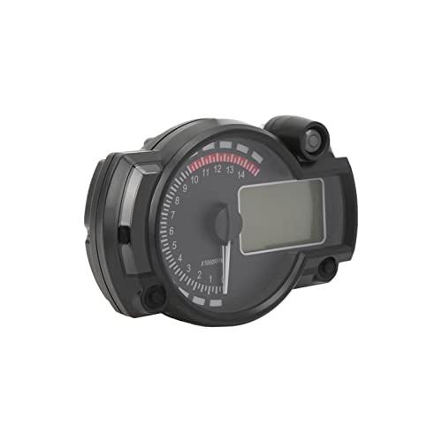 Tomantery Tacómetro de Moto Velocímetro Digital LCD Retardante de Llama para Motocicletas de 12 V, Indicador de Luces Altas ABS Negro para Entusiastas de las Motocicletas