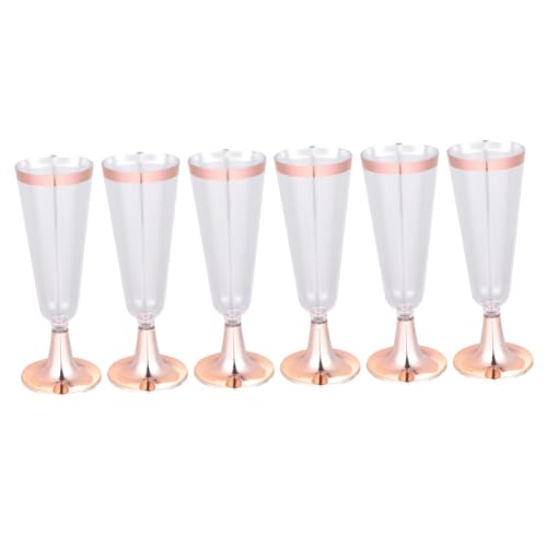 STAHAD 10個 一次性使い捨てロゼゴールド縁ワイングラス 割れないユニークドリンクゴブレット パーティー ウェディング宴会用カップ