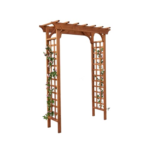 ScienGarden Solid Fir Wooden Garden Arch Premium Outdoor Trellis for Climbing Plants, 83.37”H×61”W×26’’D, Also can be Used for Wedding and Party Decoration