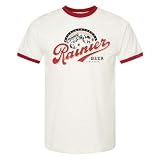 Brew City Rainier Beer Mountain Fresh Ringer T-Shirt (US, Alpha, X-Large, Regular, Regular, White)