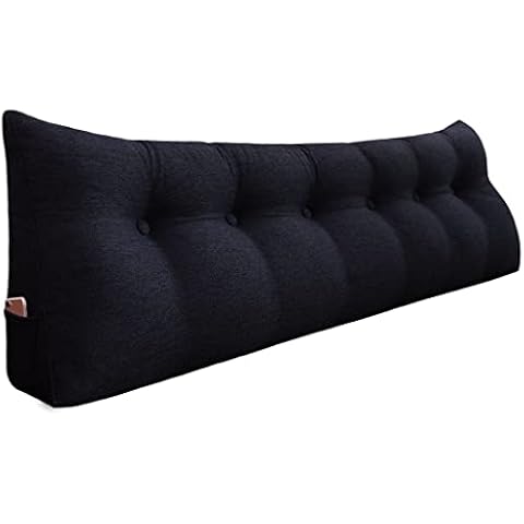 VERCART Kopfende Großes Rückenkissen, Bequemes Lesekissen und Rückenteil im Bett, 2 in 1 Rückenlehne und Kopfkissen, Kissen für Sofa, Couch, Wand und Palettenmöbel Leinen Bezug 180cm Anthrazit Cover