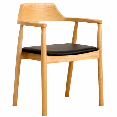 Ergonomic Solid Wood Chair Home Living Room Chair Coffee Chair Simple Armchair backrest Chair Sitting Comfort No Installation Required Suitable for a Wide Range of Applications(Wood Colour)