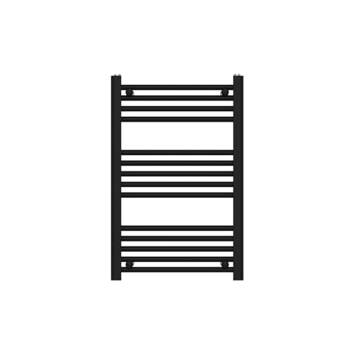 Radiador Toallero de Baño de Recambio 500x770 mm. Diseño Moderno con Conexión Inferior o superior. Funciona como calentador y secador de toallas. (Negro)