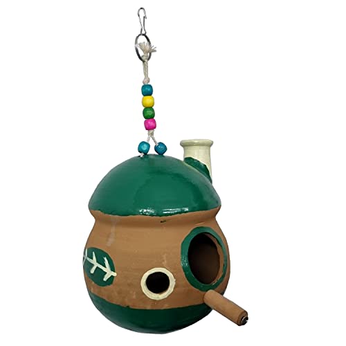 Image of Jainsons Pet Products Handmade Earthenware Bird Nest Bird House Breeding House for Sparrow, Budgies and Finches Eco Friendly for Garden Balcony Hanging