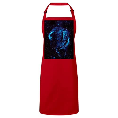 Tablier cuisine premium rouge au design exclusif Dentelles du Cygne Constellation Espace