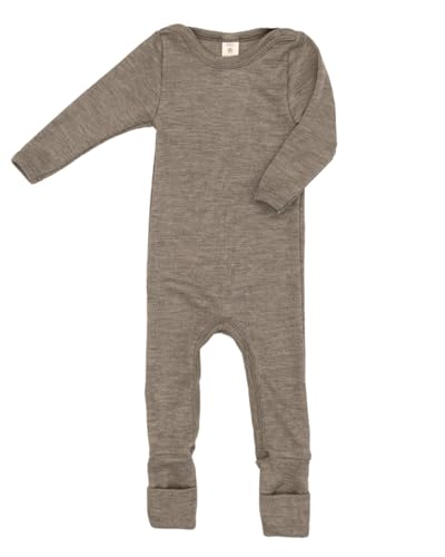 Engel, Leichter Schlafoverall Mit Umschlagbündchen, 70% Wolle (Merino, kbT), 30% Seide (DE/NL/SE/PL, Numerisch, 62, 68, Walnuss)