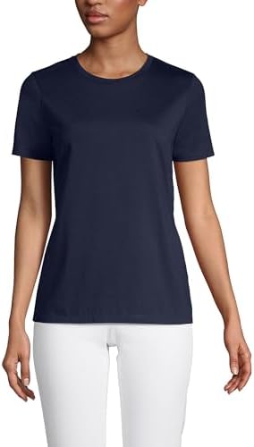 Lands' End Women's Relaxed American-Grown Supima Cotton Crew Neck...