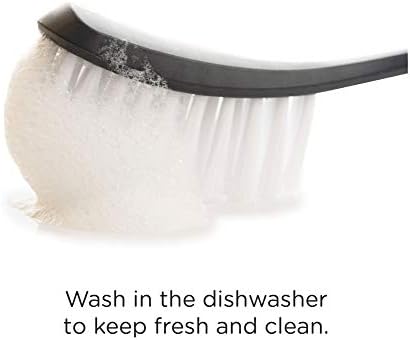 CleanPEAK Pack of 2 Stand Up Dish Brushes with Suction Cup, Soft Grip Handle and Non-Scratch Bristles Grey / Green
