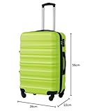 COOLIFE Hartschalen-Koffer Trolley Rollkoffer Reisekoffer mit TSA-Schloss und 4 Rollen (Grün, Handgepäck)