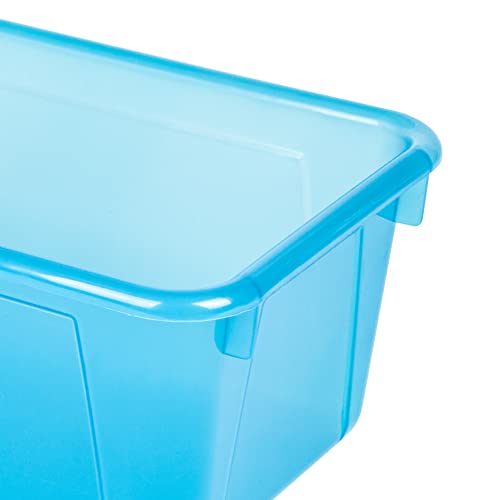 Image of Storex Small Cubby Bins - Plastic Storage Containers for Classroom with Non-Snap Lid, 12.2 x 7.8 x 5.1 inches, Tint Teal, 5-Pack (62486A05C)