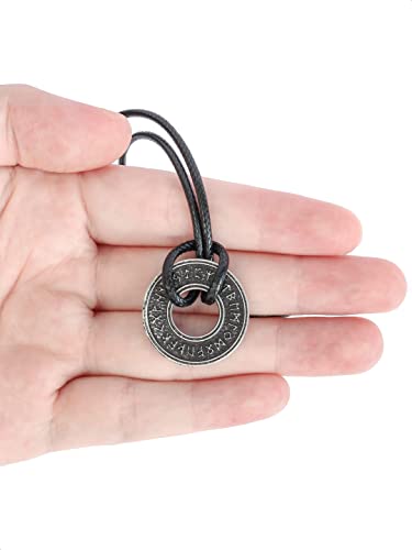 HAQUIL Runes Necklace, Viking Cicle of Runic Alphabet Elder Futhark Letter Pendant, Norse Jewelry Gift for Men2